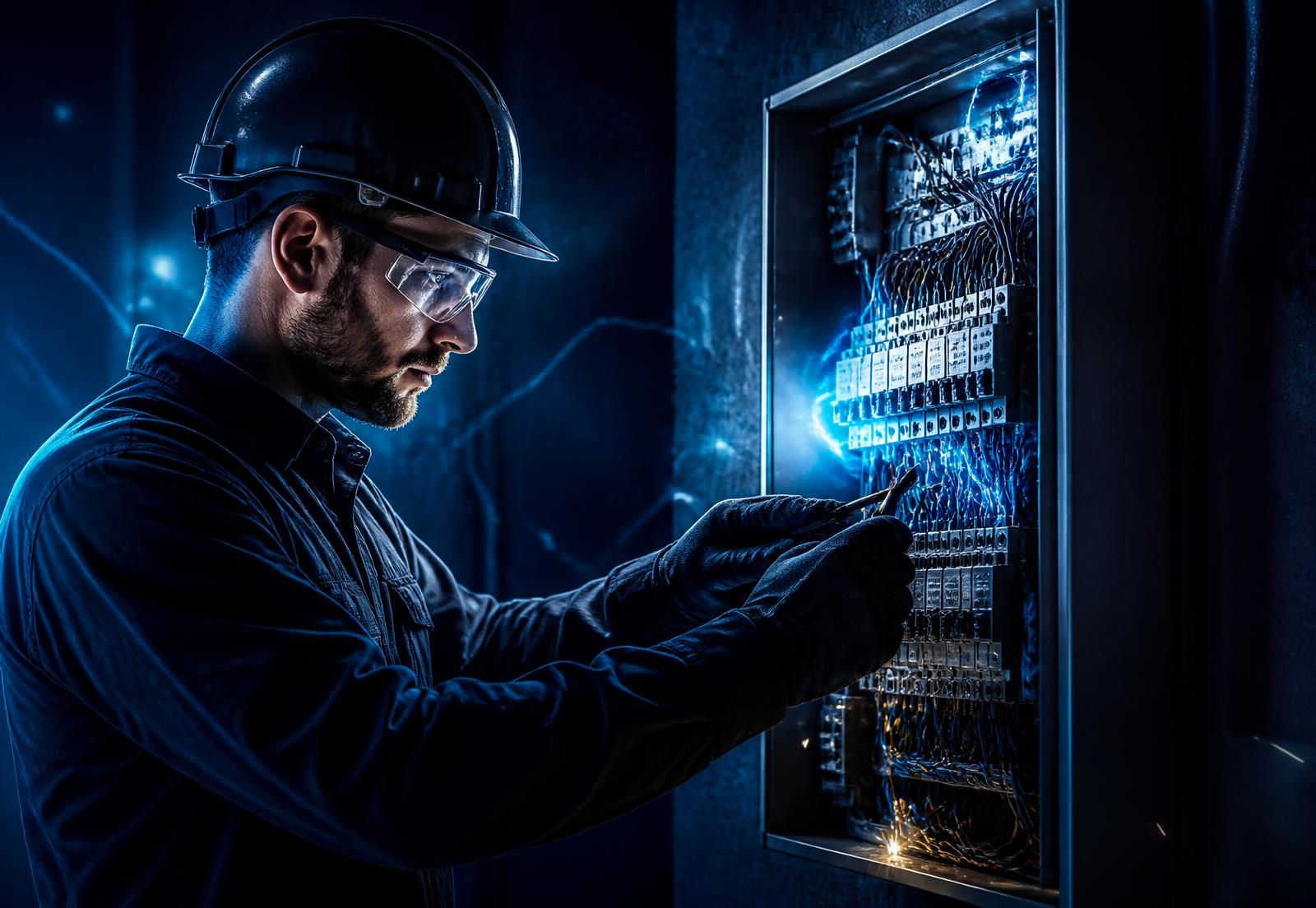 Eletricista da ELETRONEXUS trabalhando em instalação elétrica